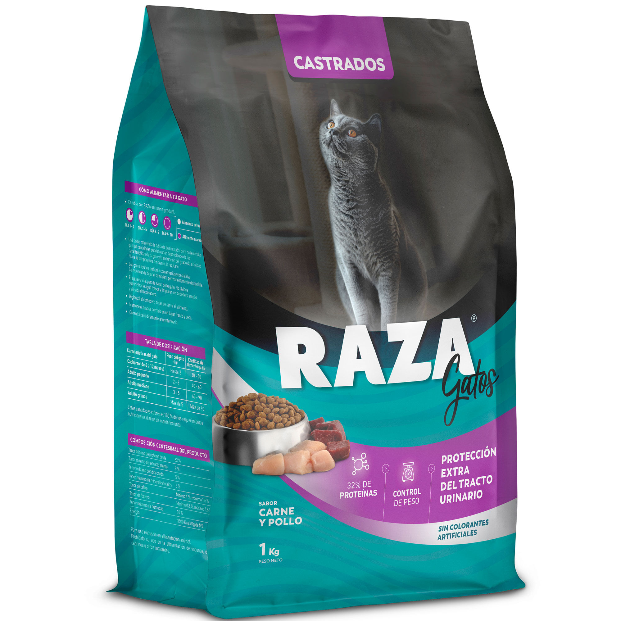 Alimento seco para gato Raza castrados 1 kg