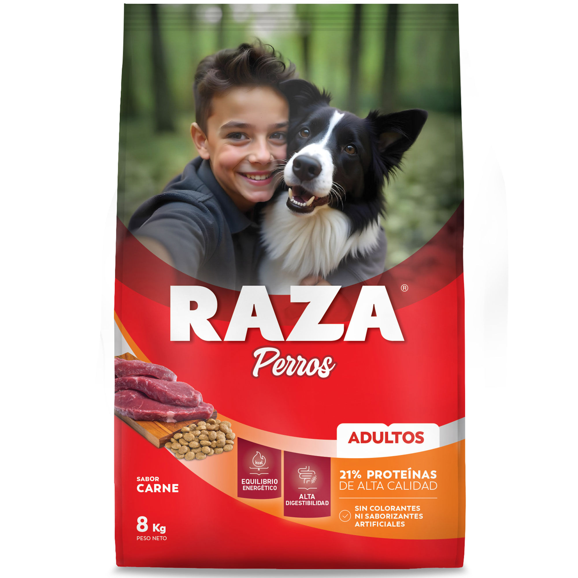 Alimento seco para perro Raza sabor carne 8 Kg