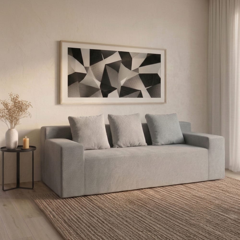 Sillón Sofá Rieti By Gadnic 3 Cuerpos 220 cm Espuma Comprimido 1 Pieza Gris Claro