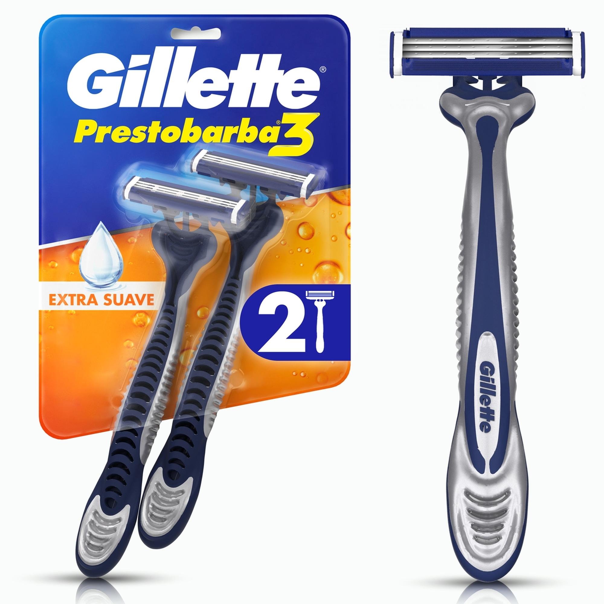 Máquina de afeitar Gillette Prestobarba3 con 3 hojas afeitada al ras 2 uni