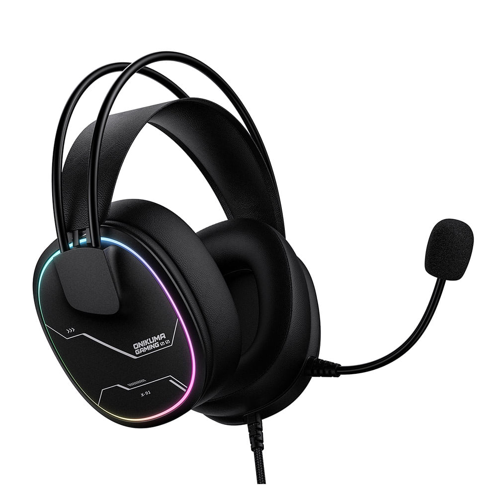 Auricular Gamer Onikuma X91 Micrófono Flexible HD Luz RGB (Negro)