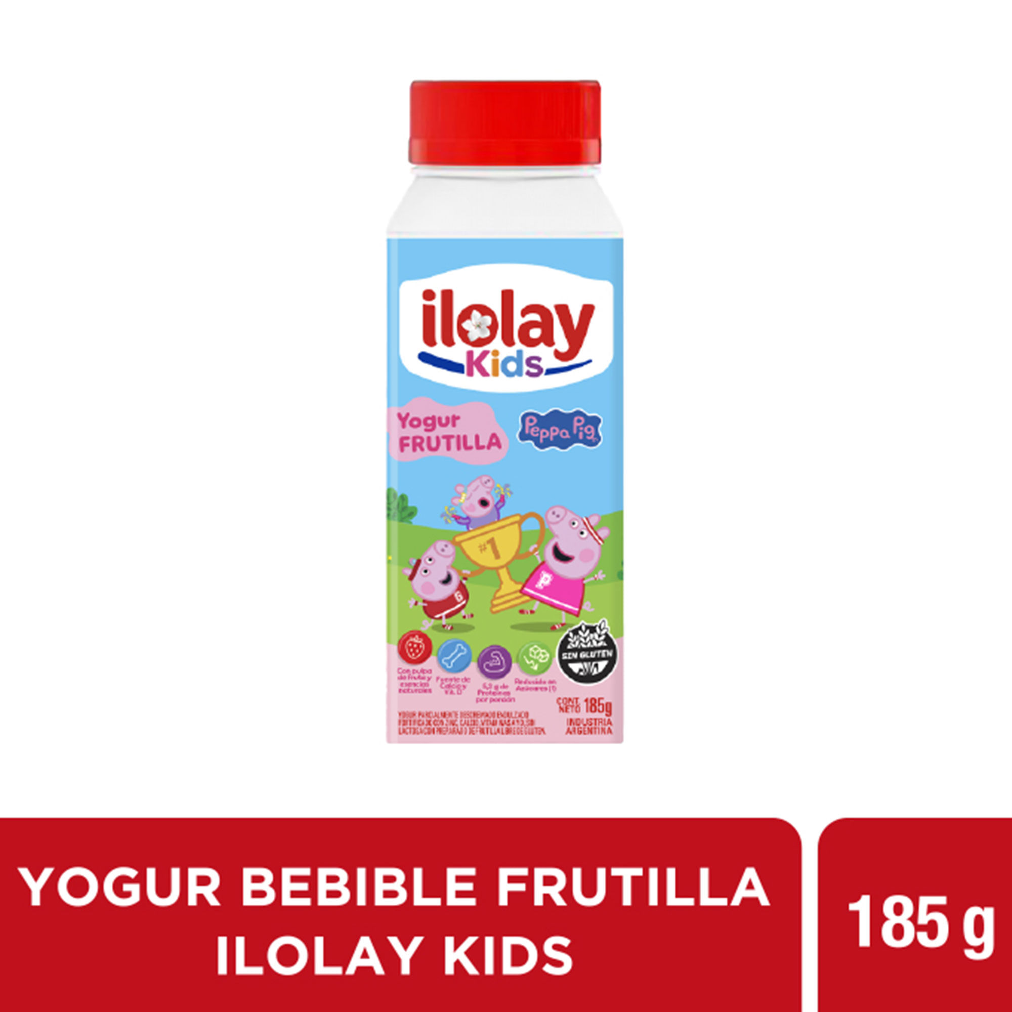Yogur bebible Ilolay Kids de frutilla en botella 185 grs