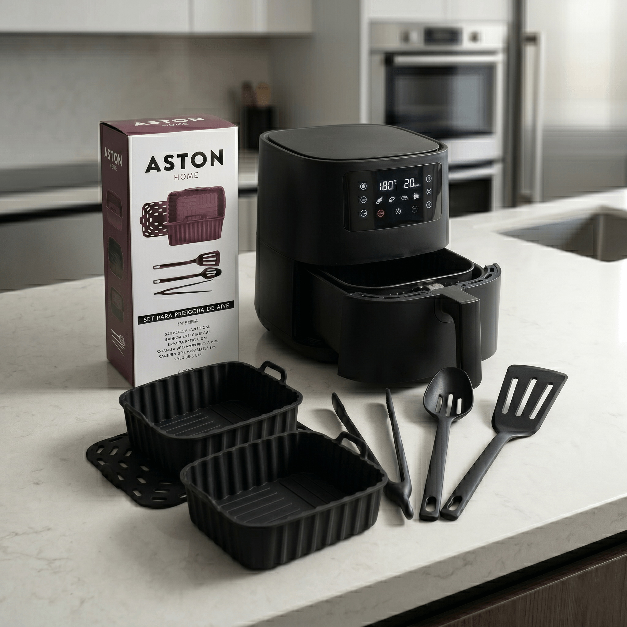 Set x6 Piezas Air Fryer Freidora Aire Moldes Cocción Utensillos Silicona Aston