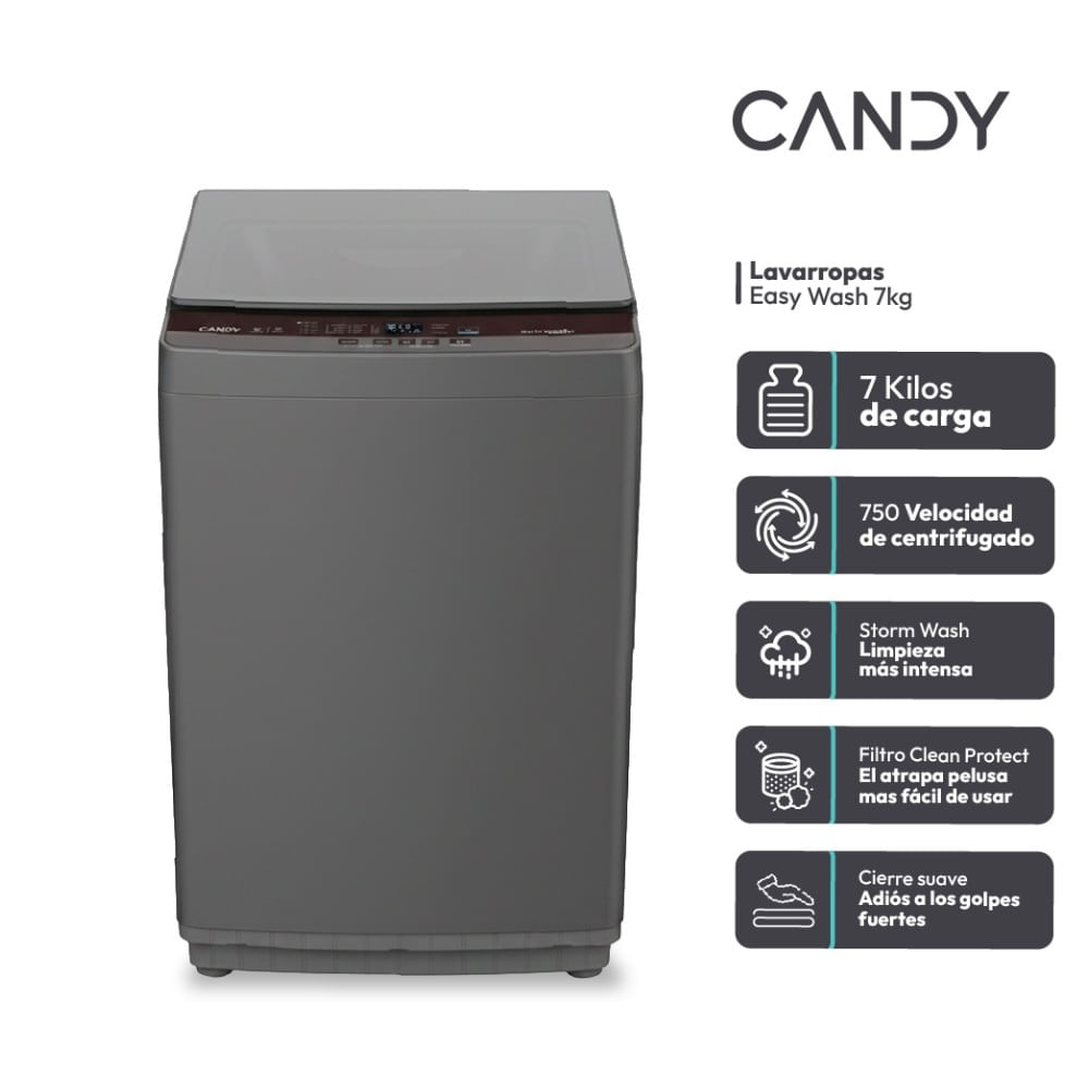 Lavarropas carga superior Candy 7k ctl7g1 12 antracita