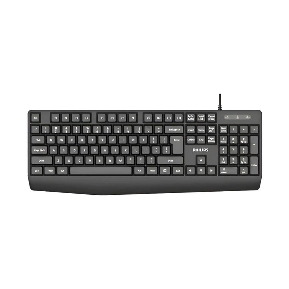 Teclado con cable Philips 104 teclas spk6237b negro