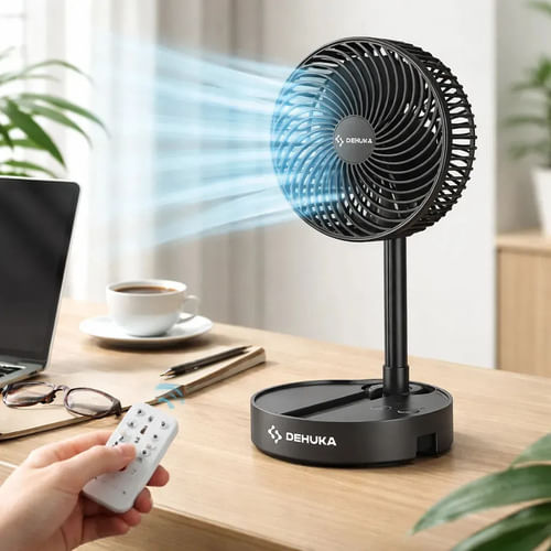 Ventilador Plegable Negro Portátil Usb Recargable Multiples Posiciones Y Larga Duración Dehuka 16 Cm 30 Hz Plástico 5