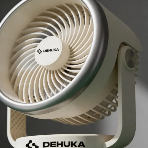 Ventilador Dehuka Circulador Silencioso Portátil USB Batería Beige. Flujo Potente para Dormitorio u Oficina. Moderno.