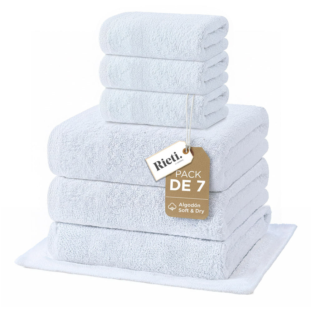 Set x7 Toallas Rieti By Gadnic 80% Algodón 20% Poliéster Premium Blancas Toalla Toallón