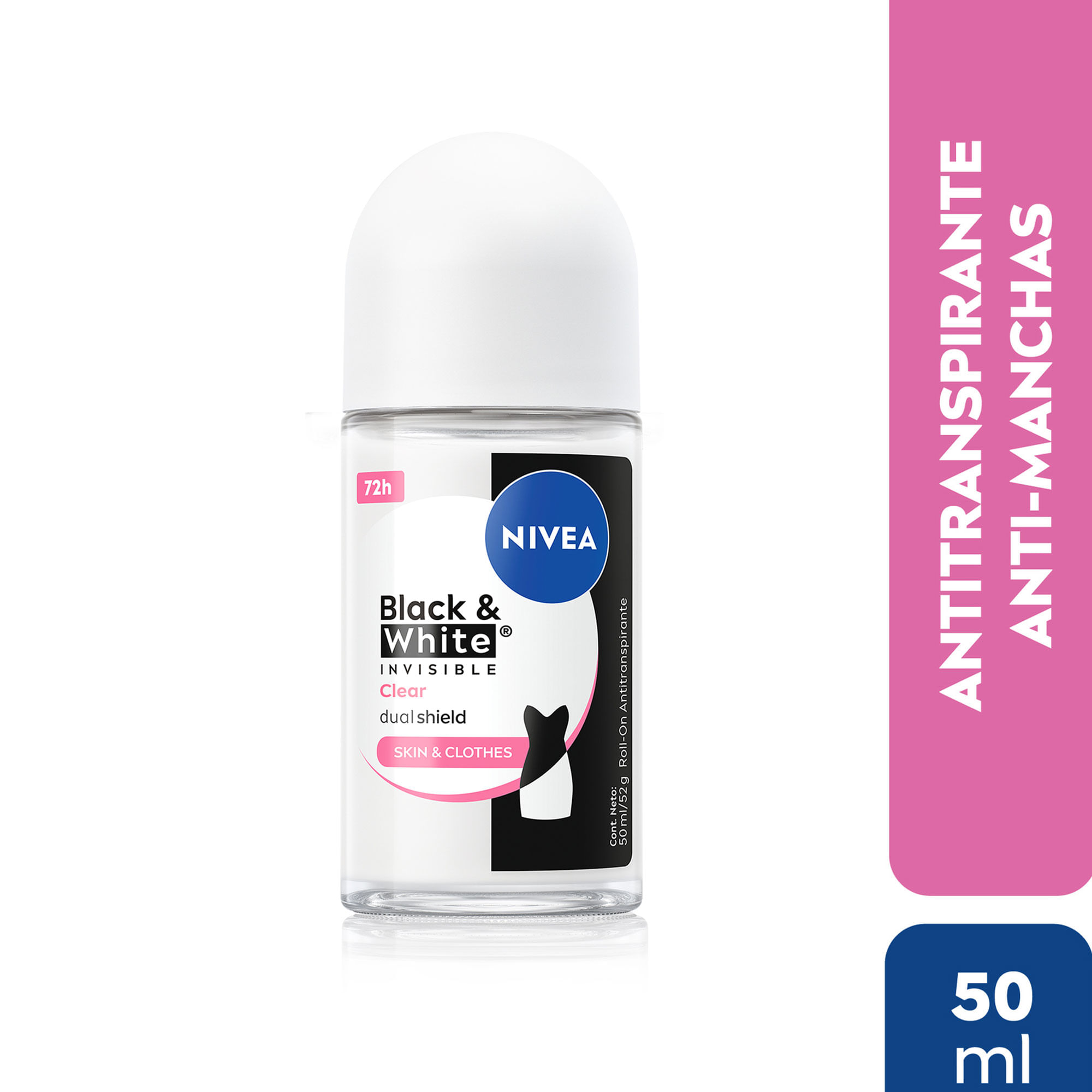 Desodorante Antitranspirante Femenino Nivea Invisible Black&White Roll On 50 Ml