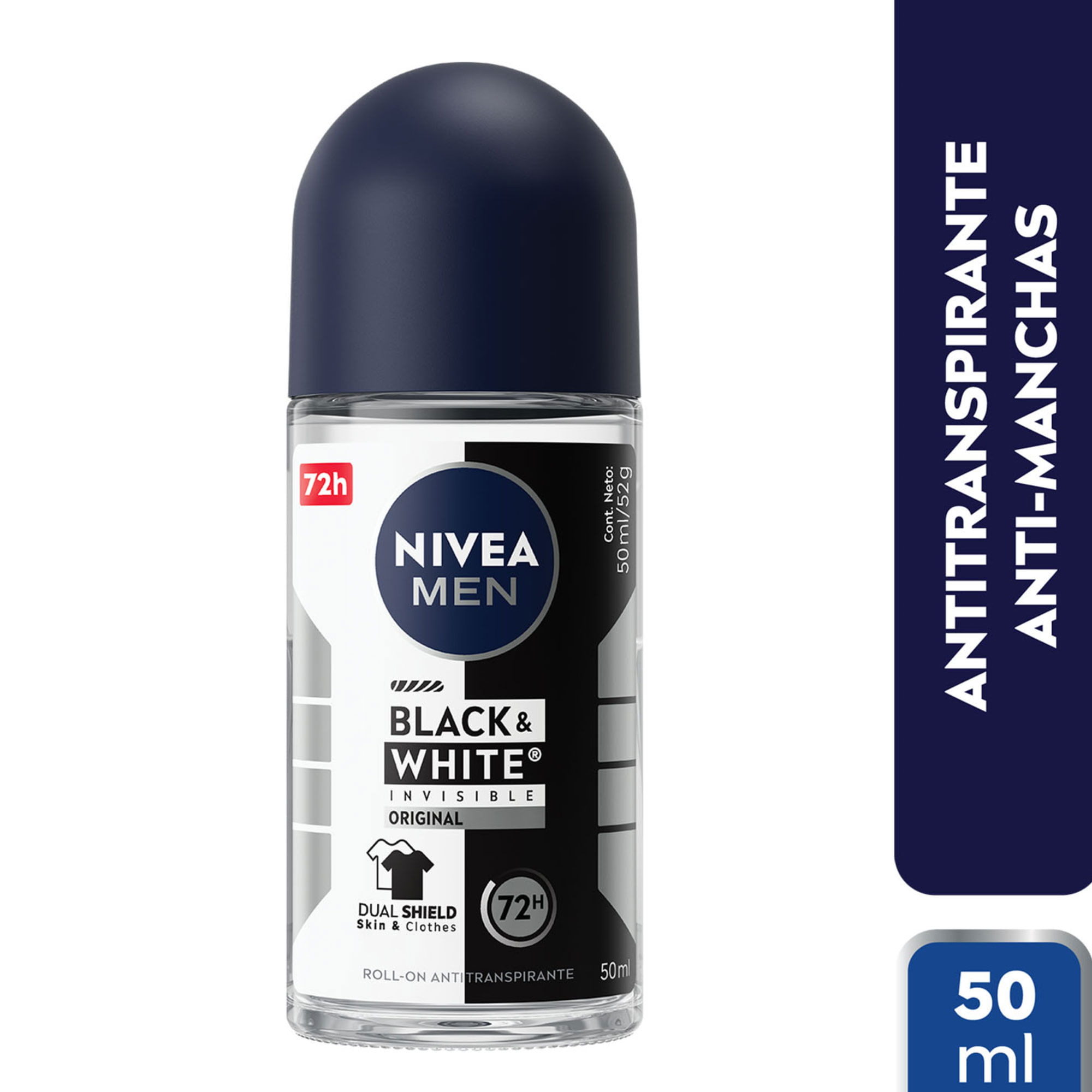 Desodorante Antitranspirante Masculino Nivea Men Invisible B&W Roll On 50 Ml