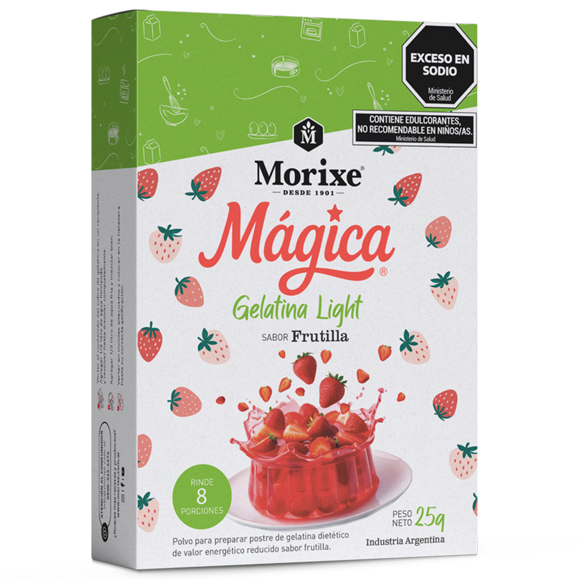 Gelatina light Morixe Mágica sabor frutilla 25 grs