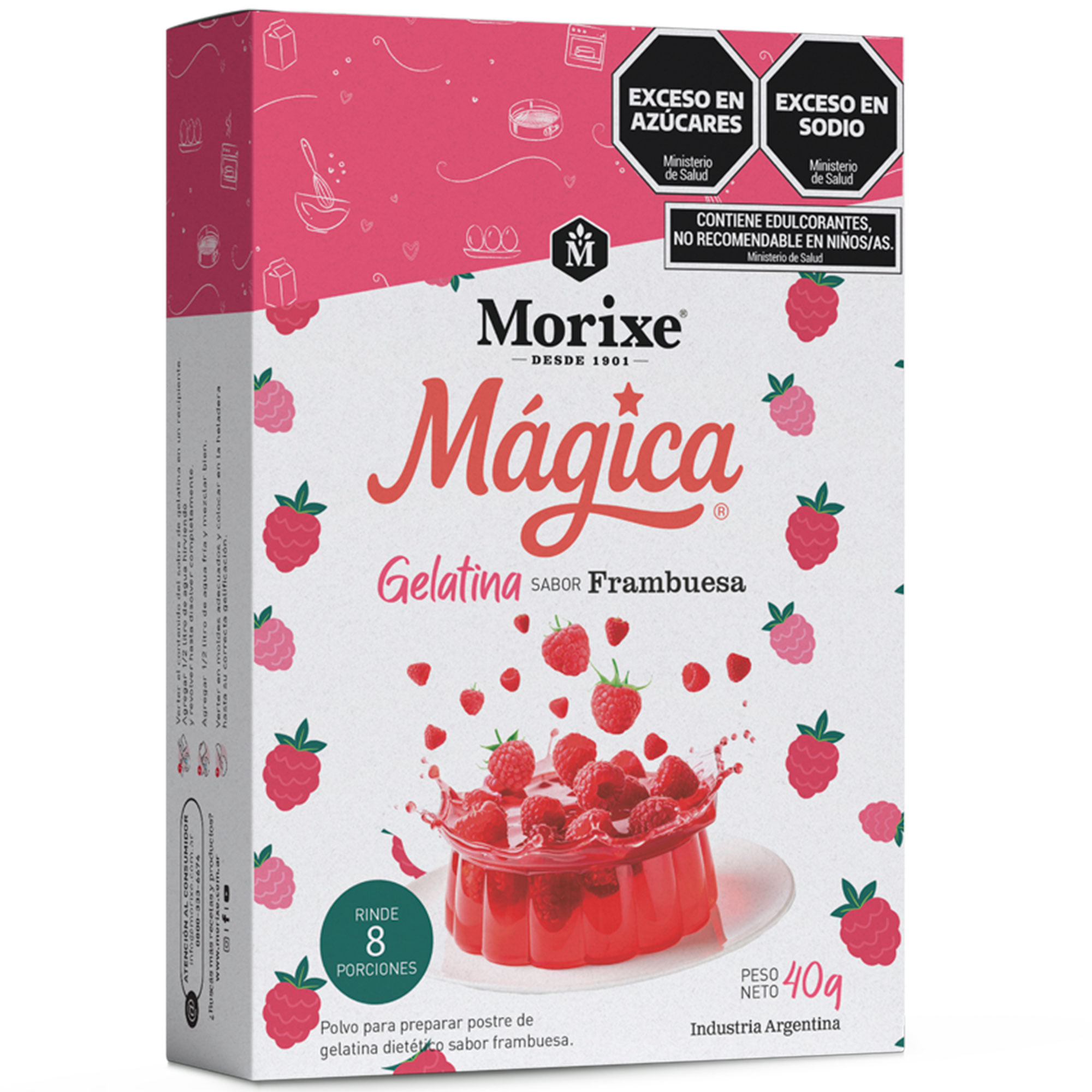 Gelatina Morixe Mágica sabor frambuesa 40 grs