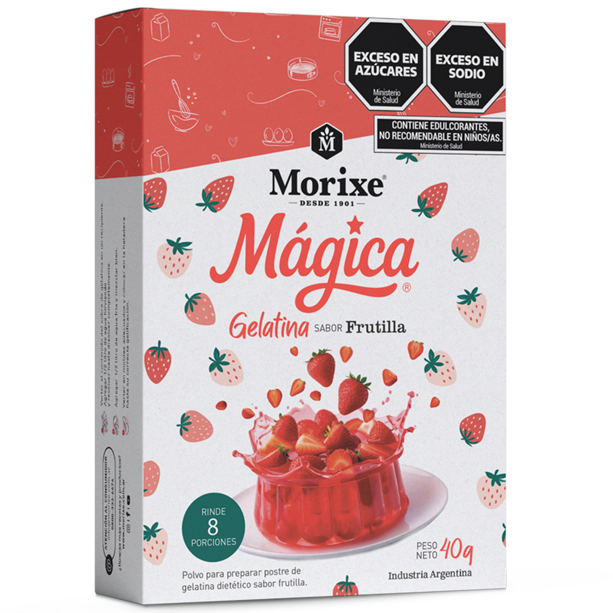 Gelatina Morixe Mágica sabor frutilla 40 grs
