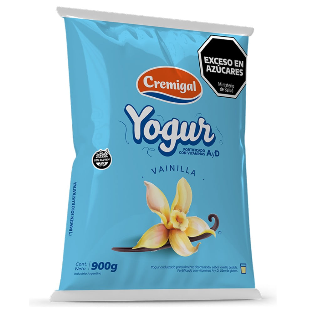 Yogur parcialmente descremado Cremigal sabor vainilla en sachet 900 grs
