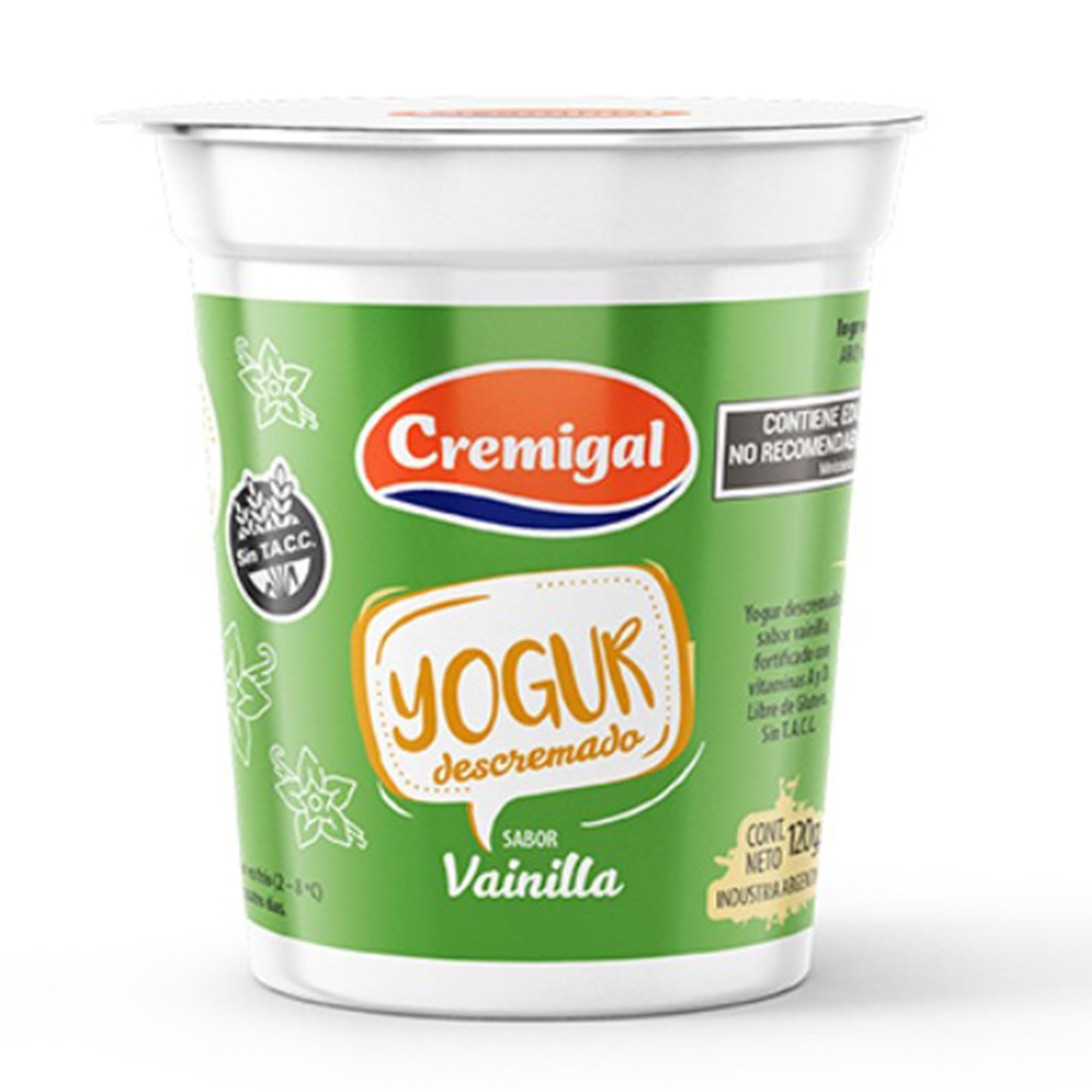 Yogur descremado Cremigal sabor vainilla en pote 120 grs