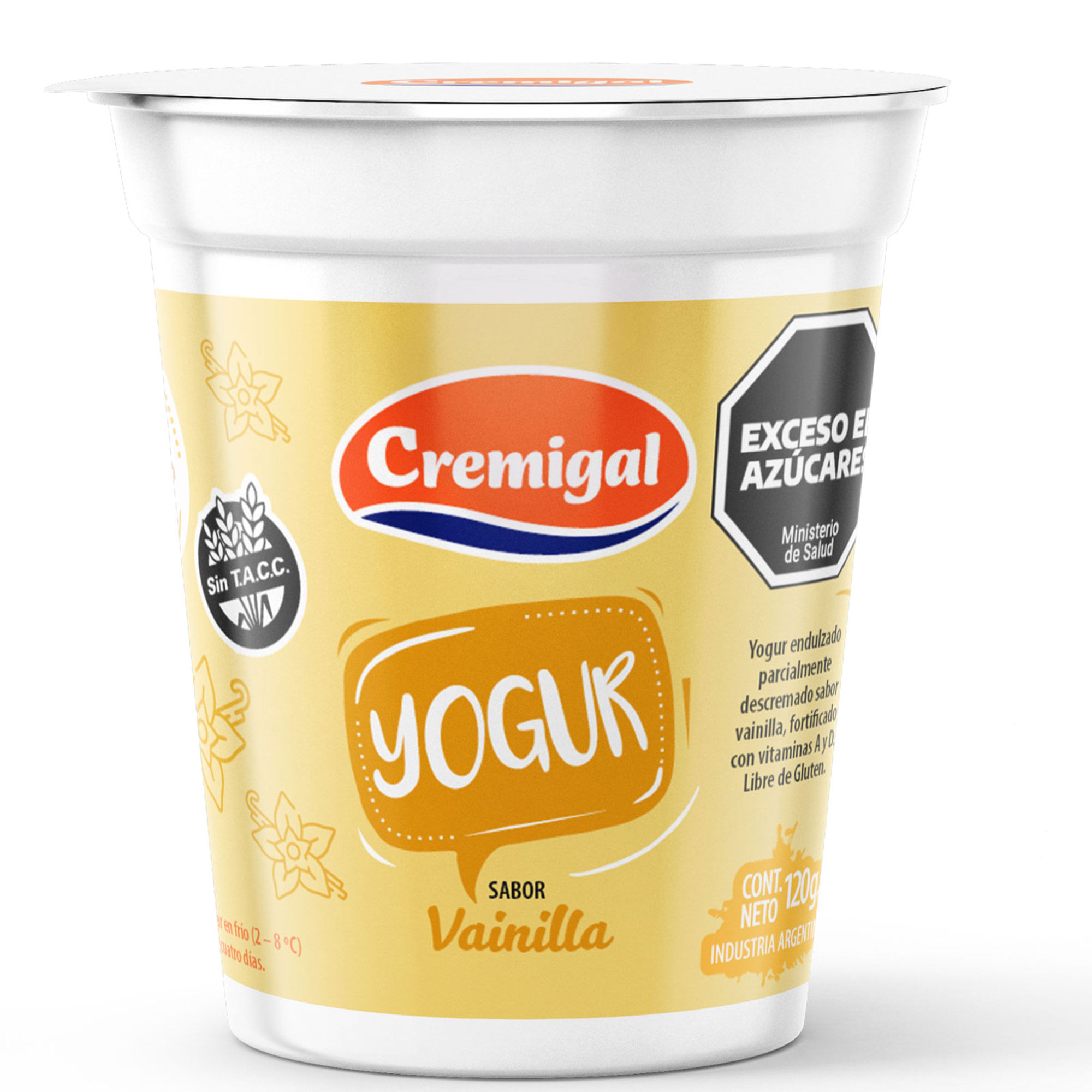 Yogur parcialmente descremado Cremigal sabor vainilla en pote 120 grs