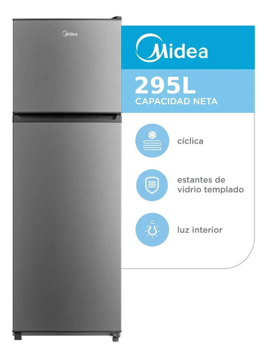Heladera Ciclica Top Mount Midea 295l Mdrt414fge50a Silver Gris