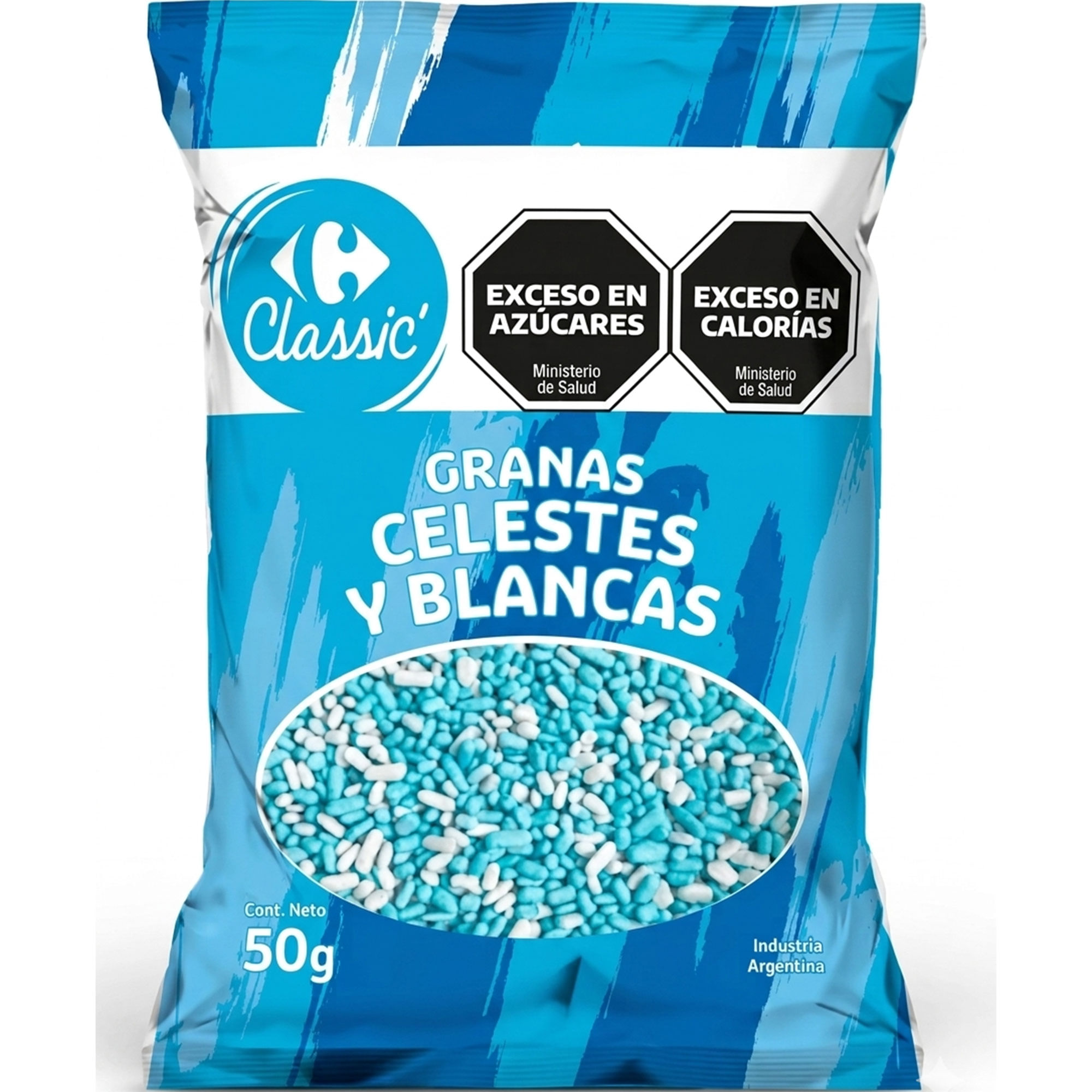 Granas celestes y blancas Carrefour Classic 50 grs