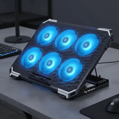Base RefrigeracióN Para Notebook Dehuka, 4 Ventiladores Usb, Altura Ajustable, Enfriamiento Laptop Gaming Y Oficina
