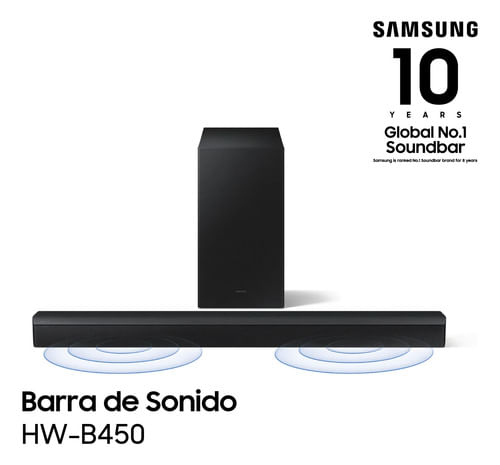 Barra de Sonido Samsung HW-B450F 2.1ch 300W Subwoofer Inalámbrico Bluetooth DTS Virtual X Titan Black 2026