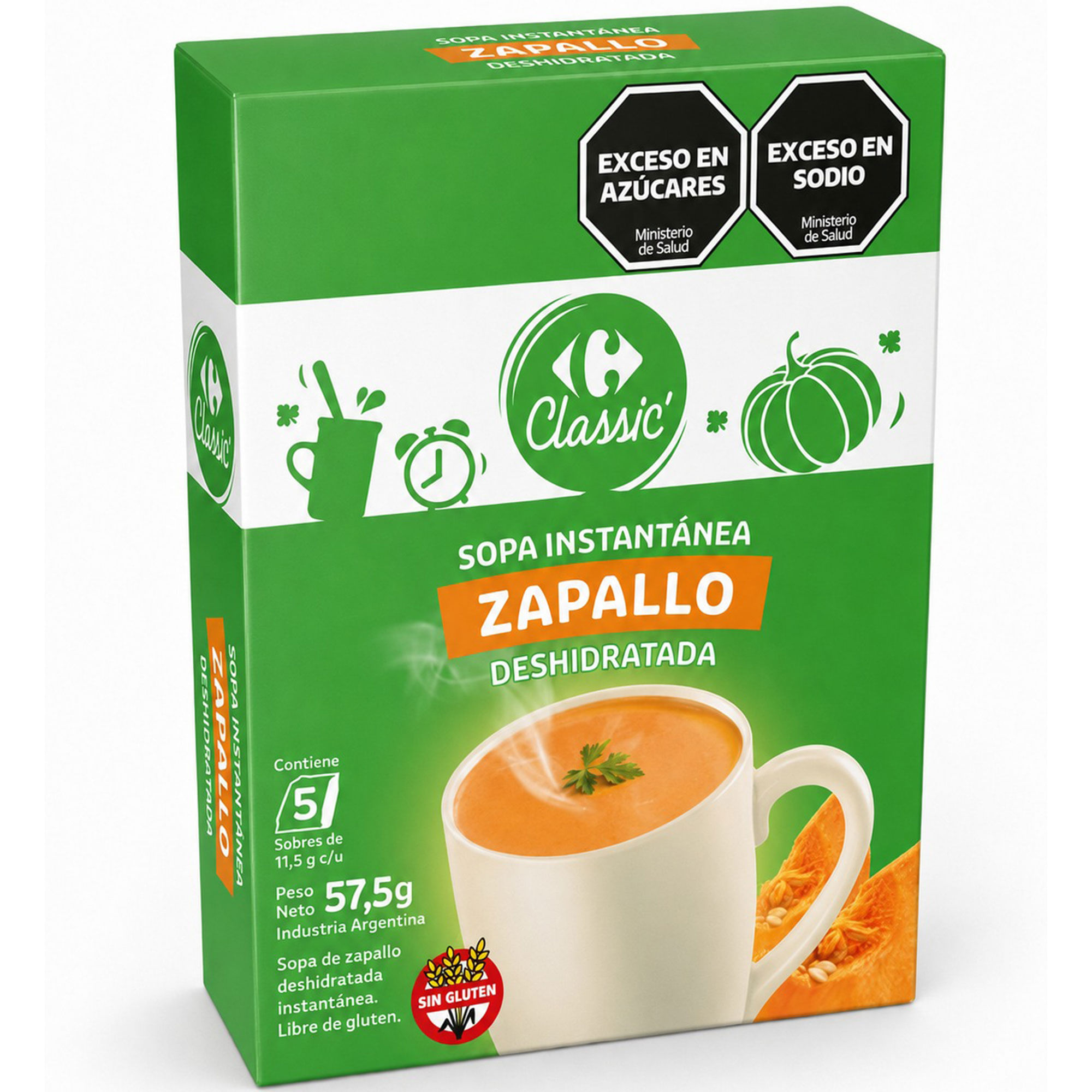 Sopa instantánea de zapallo Carrefour Classic caja 5 uni