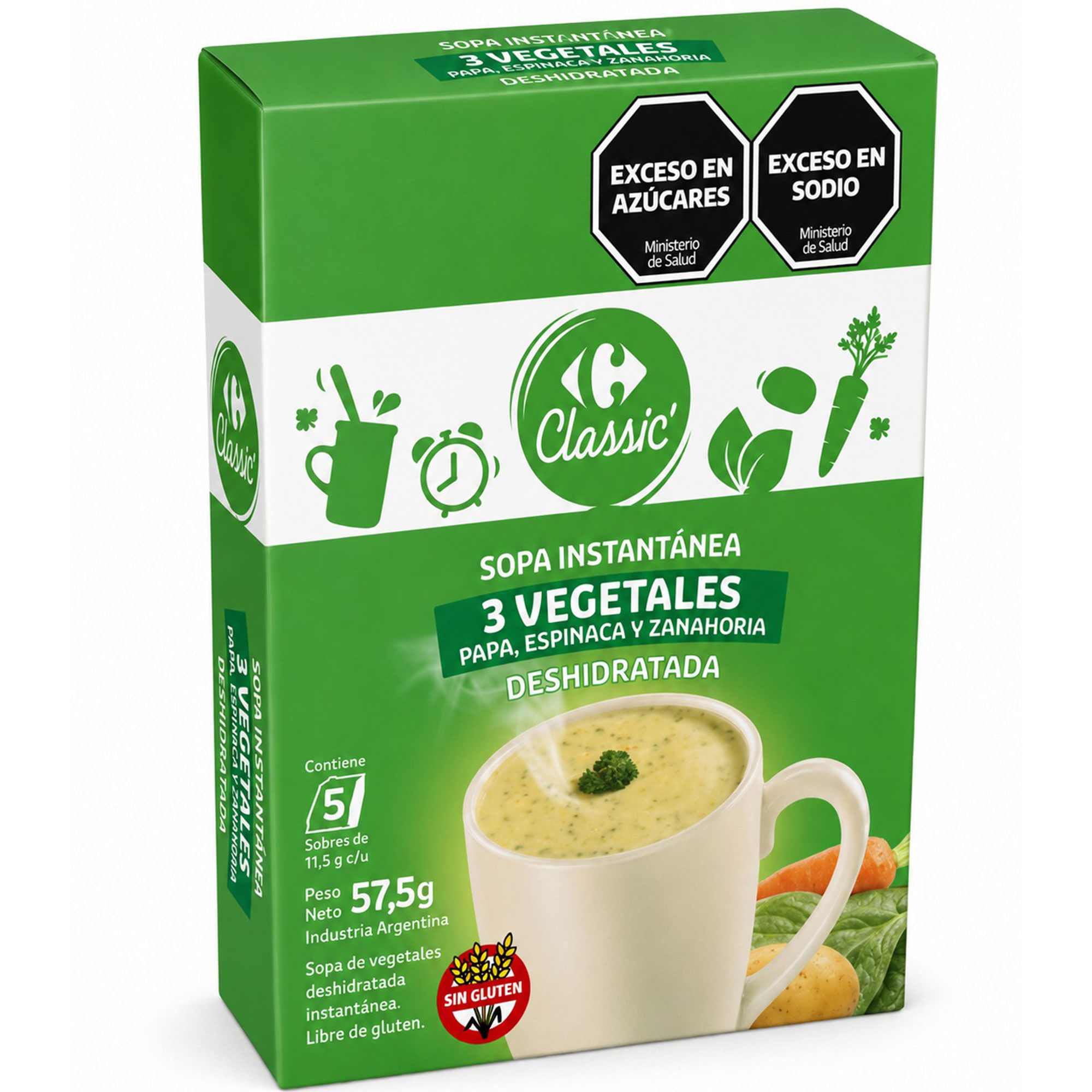Sopa instantánea de vegetales Carrefour Classic caja 5 uni
