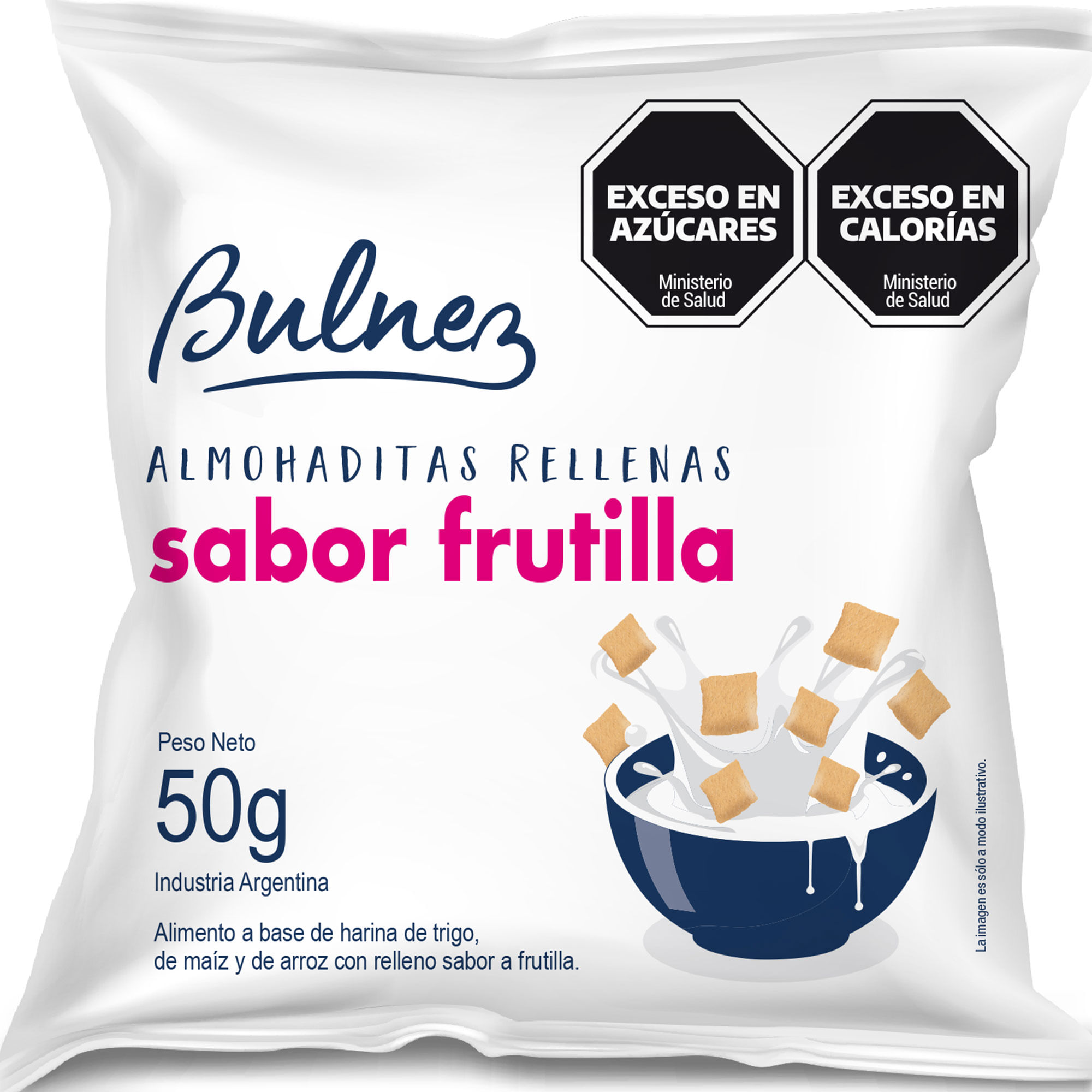 Almohaditas rellenas sabor frutilla Bulnez 50 grs