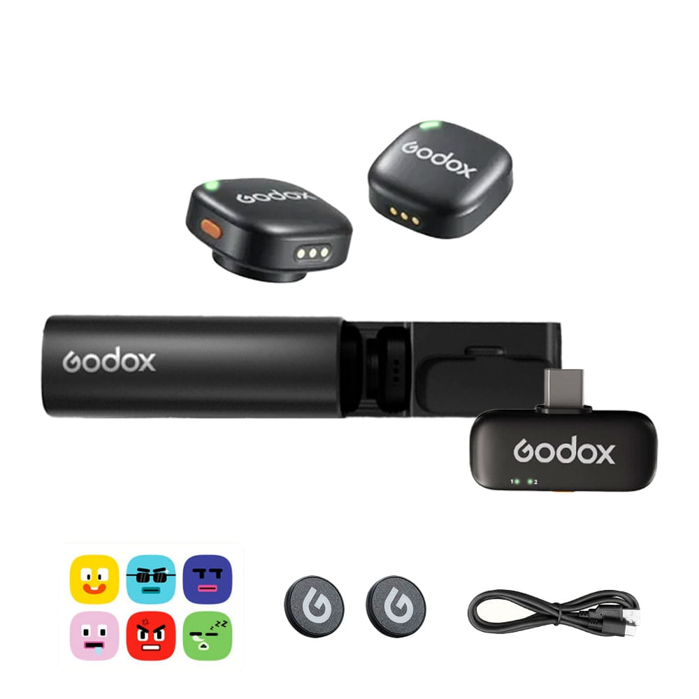 Kit X2 MicróFono InaláMbrico Godox C01 Kit 2 Usb-C Celular Y Pc 200m 54hs 24bit Con CancelacióN De Ruido