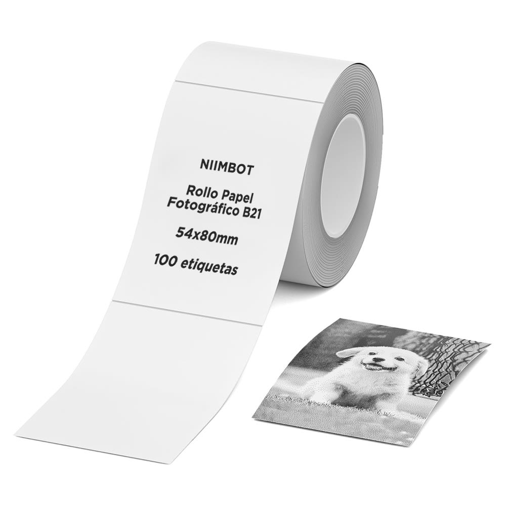Rollo Papel FotográFico Niimbot B21 Pro 54x80mm 100 Etiquetas Adhesivas