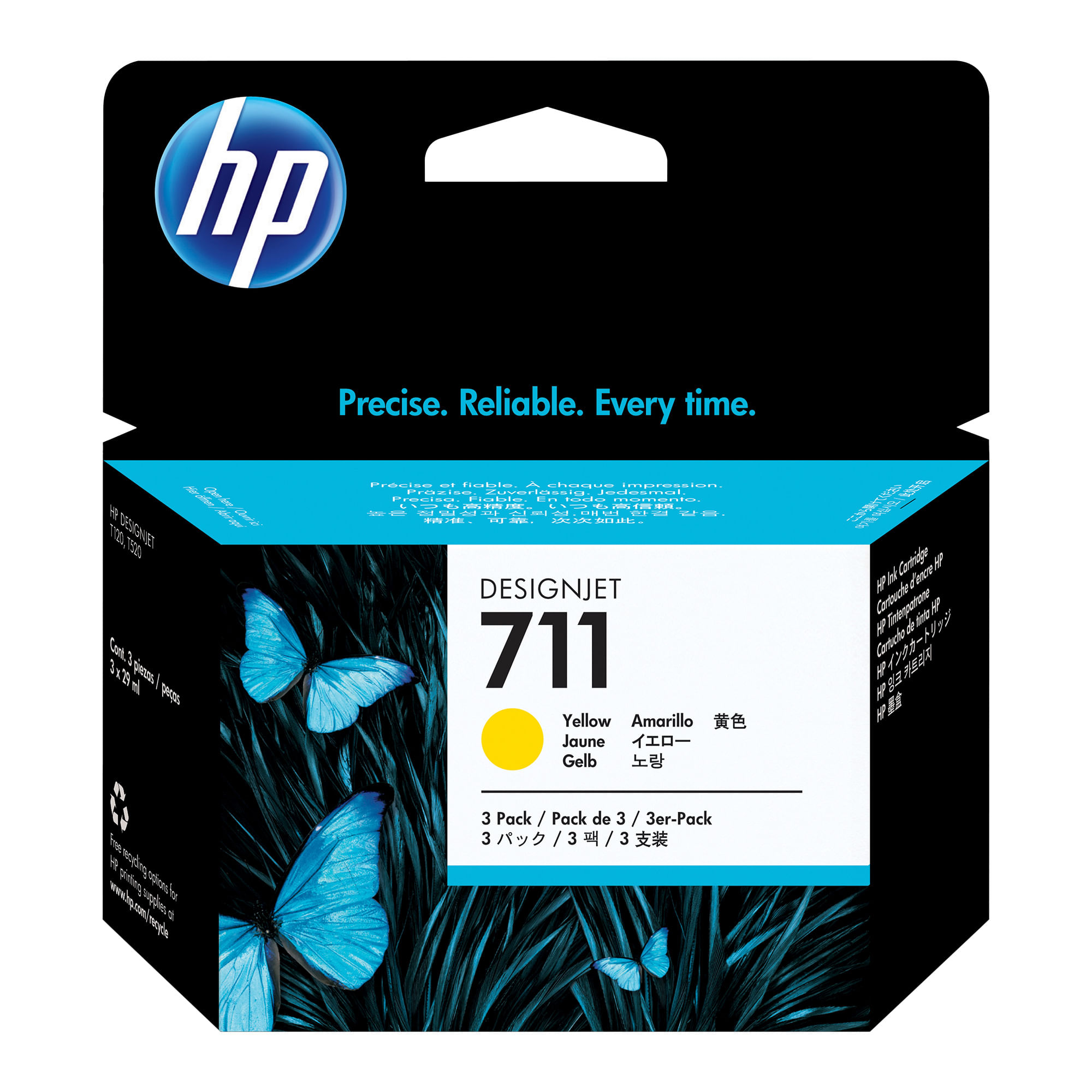 Pack 3 Cartuchos De Tinta Designjet HP 711 Amarillo CZ136A