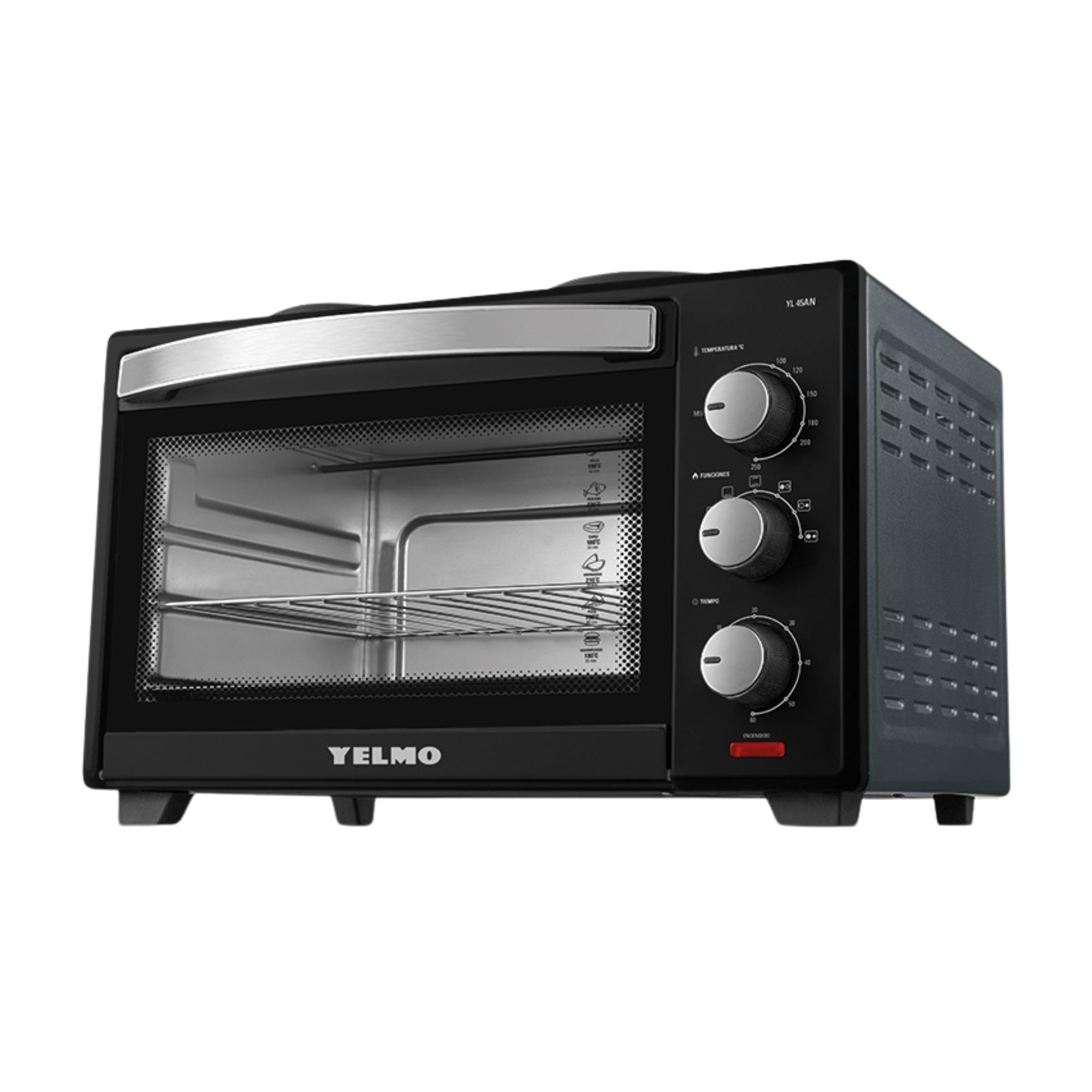 Horno EléCtrico Yelmo Doble Anafe Superior 45lts 1600w Bandeja Y Temporizador Yl45an