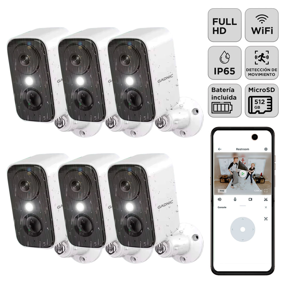 Kit X6 Camara Seguridad Gadnic Wifi Interior Exterior Full Hd 1296p Vision Nocturna