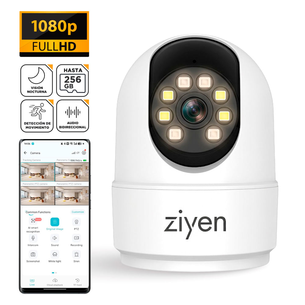 CáMara De Seguridad Ziyen Zx9 De Interior Wifi Full Hd VisióN Nocturna A Color