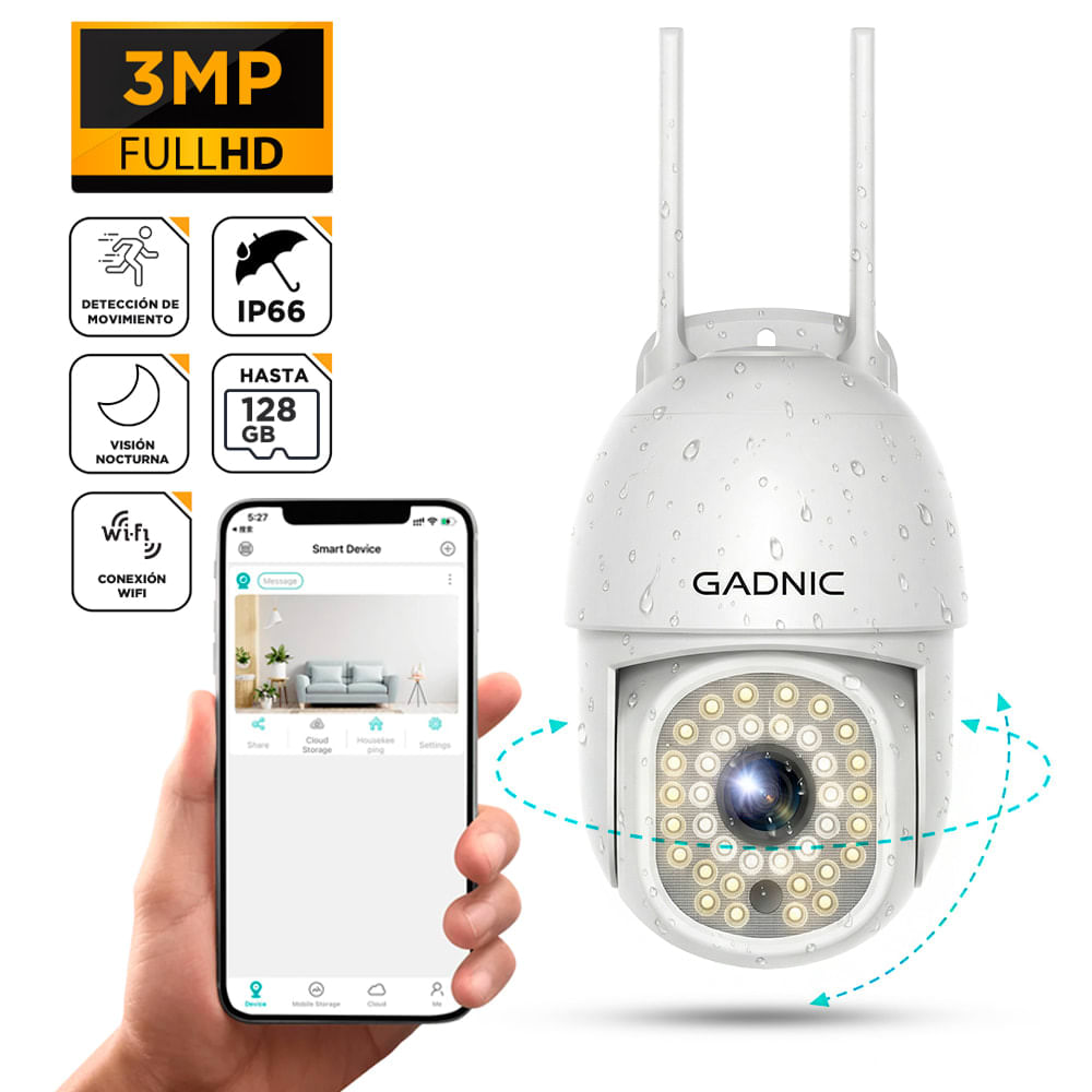 CáMara De Seguridad Gadnic Dm200w-Pro Exterior Domo Full Hd VisióN Nocturna Color 36 Leds