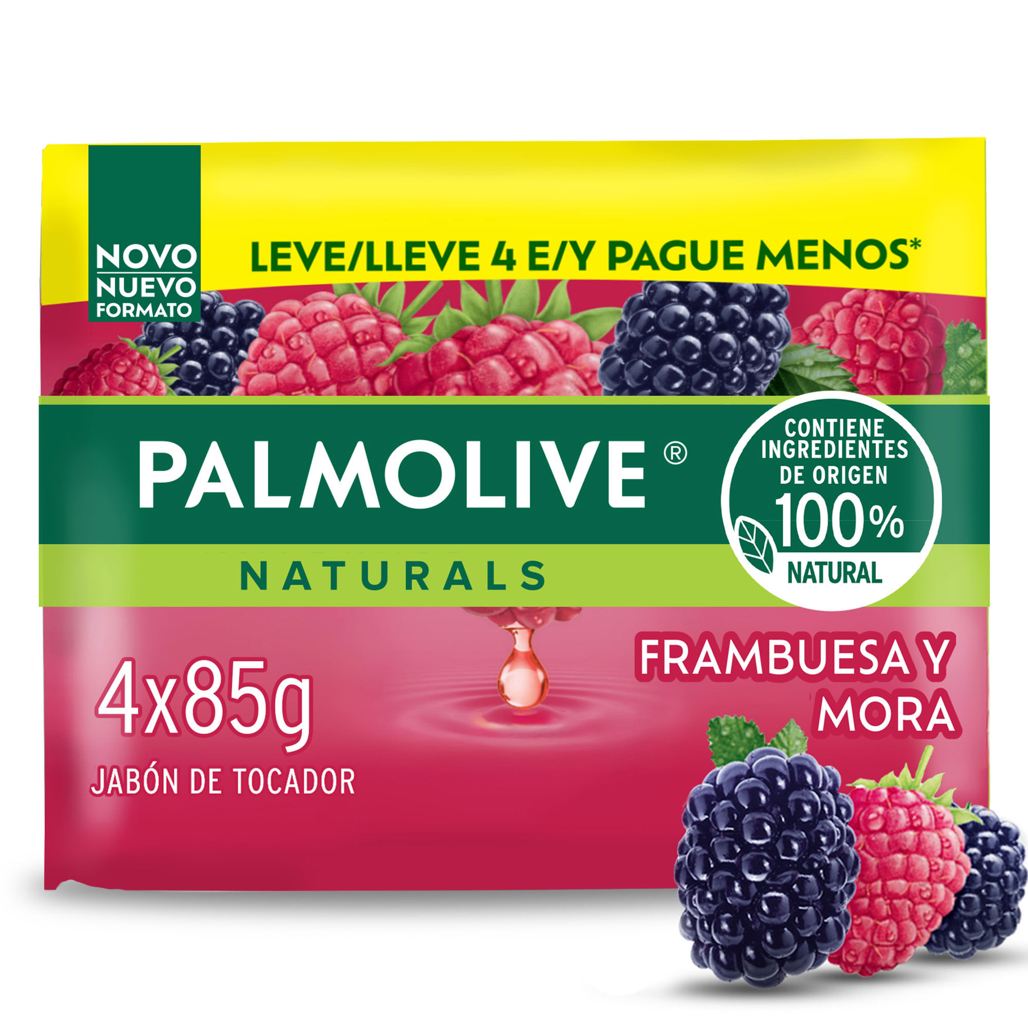 Jabón De Tocador Palmolive Naturals Frambuesa Y Mora 85 G 4 U
