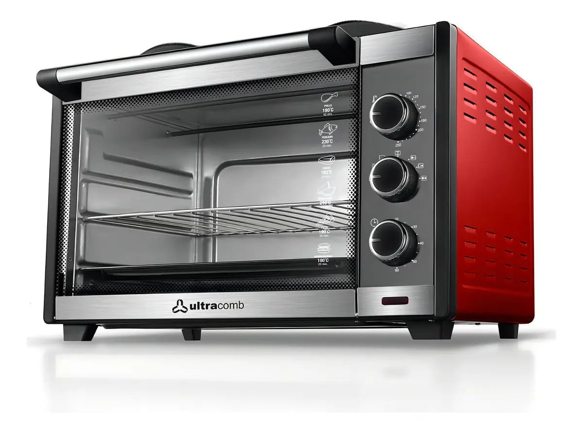Horno Electrico De Mesa Con Anafes Ultracomb U45anc 1600w Rojo