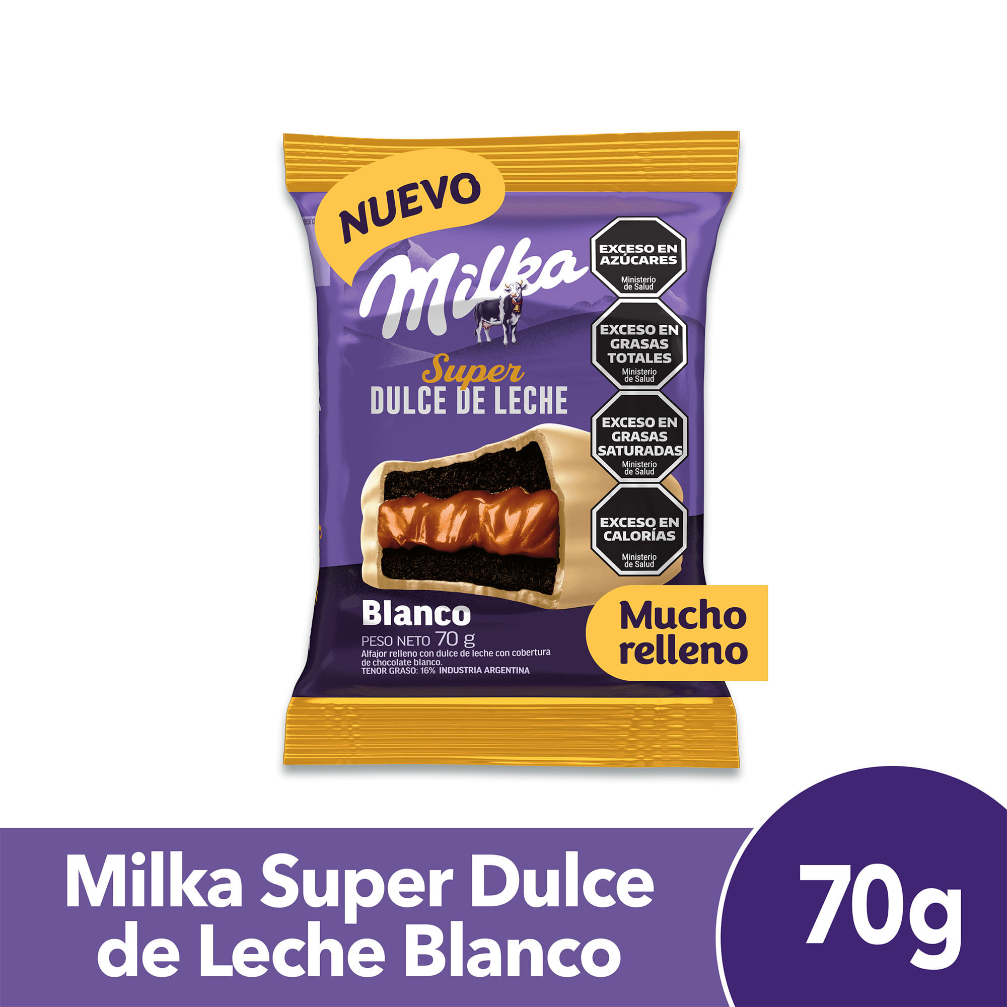 Alfajor Milka Súper Dulce De Leche Blanco 70 G