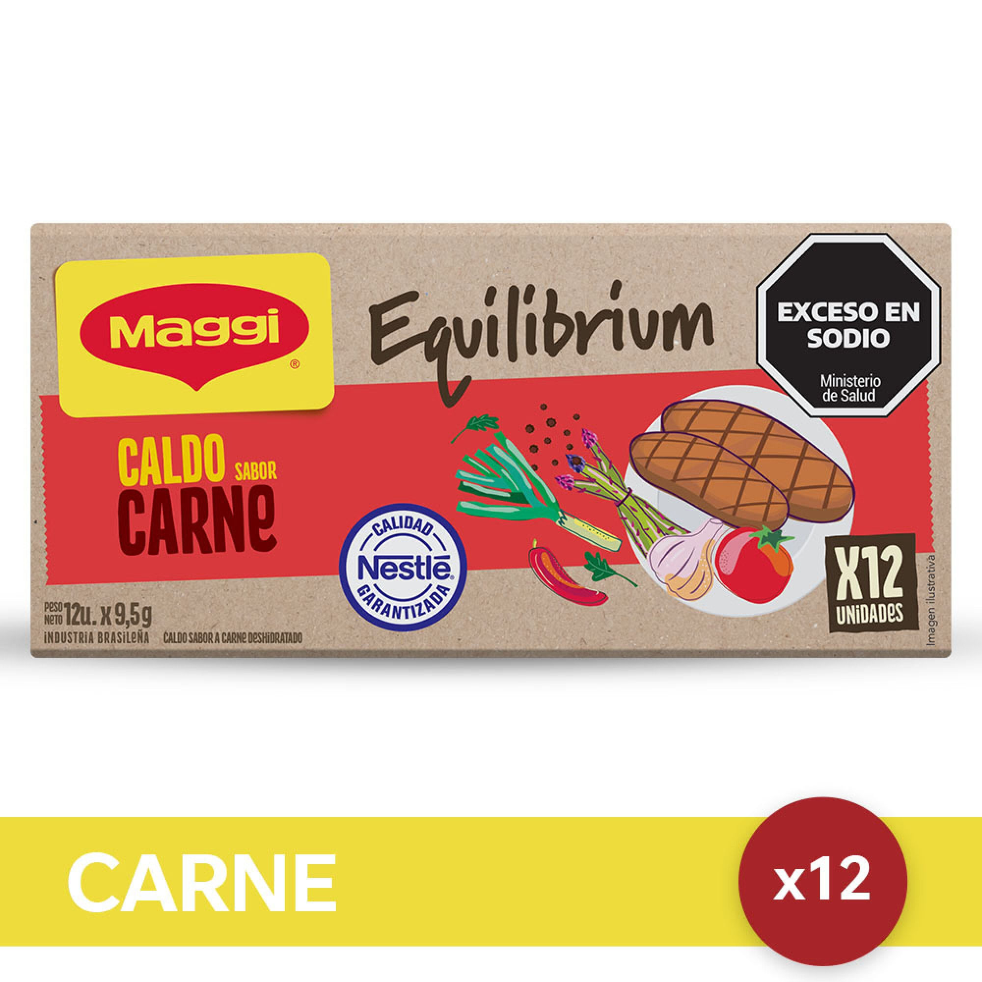 Caldo Maggi® Menos Sodio Carne 12 U