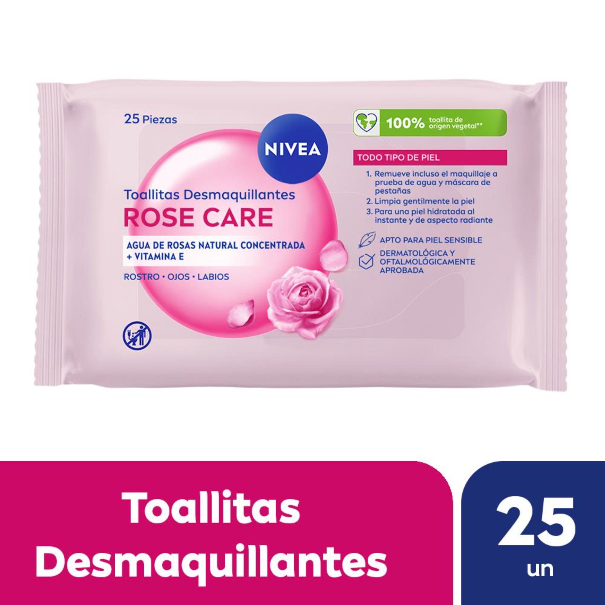 Toallitas Desmaquillantes Nivea Rose Care Con Agua De Rosas Y Vitamina E 25 U
