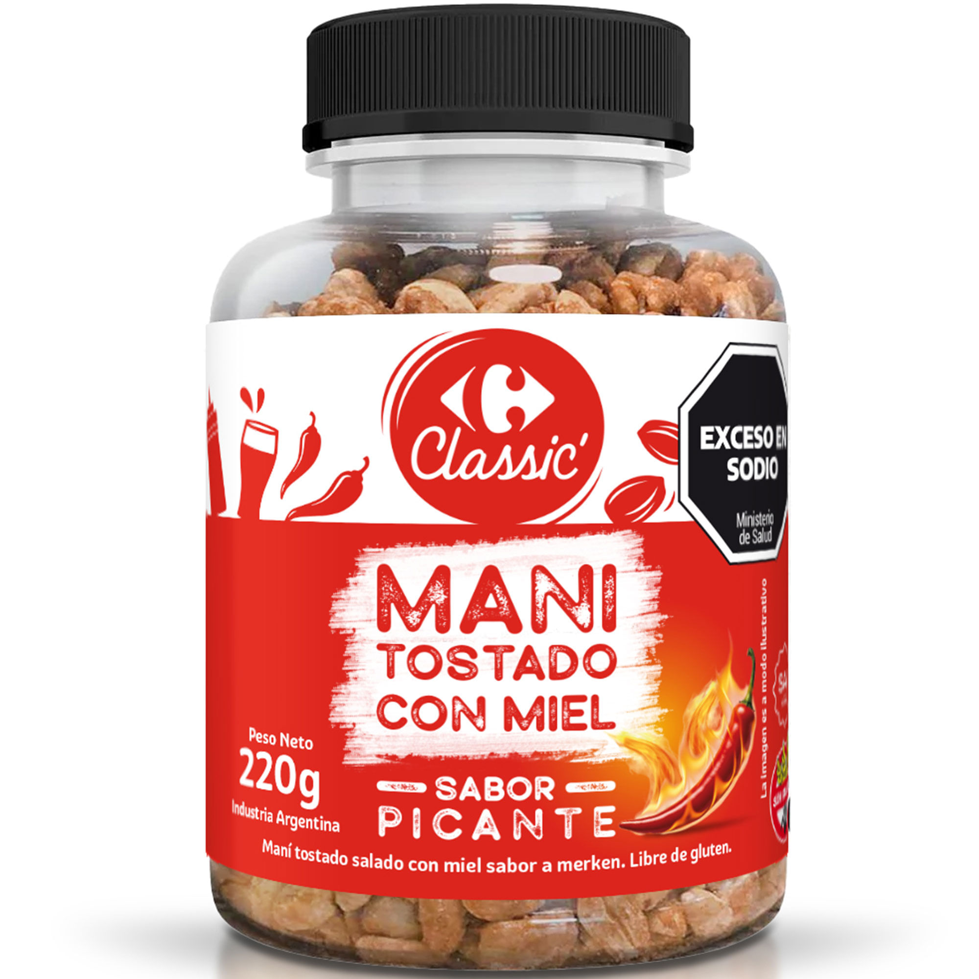 Maní con miel Carrefour Classic sabor picante 220 grs