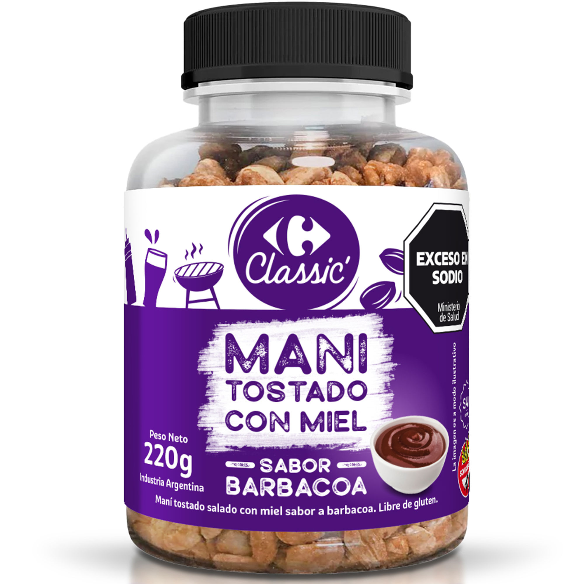 Maní con miel Carrefour Classic sabor barbacoa 220 grs