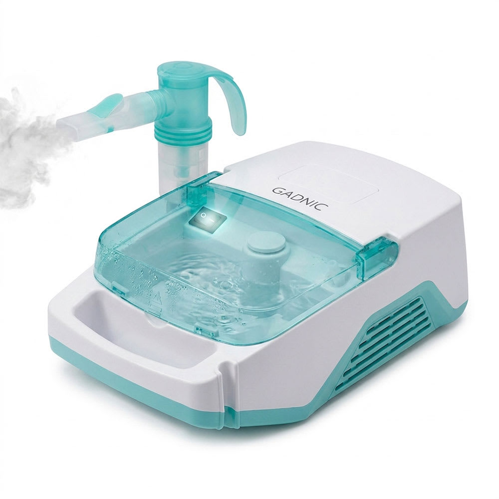 Nebulizador Gadnic Compresor PortáTil A PistóN 80w 220v Con MáScaras Adultos NiñOs Y Filtros
