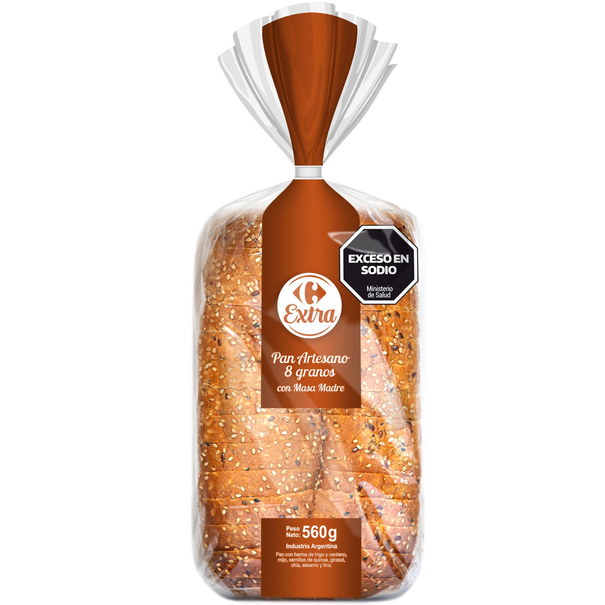 Pan artesano 8 granos Carrefour Extra con masa madre 560 grs