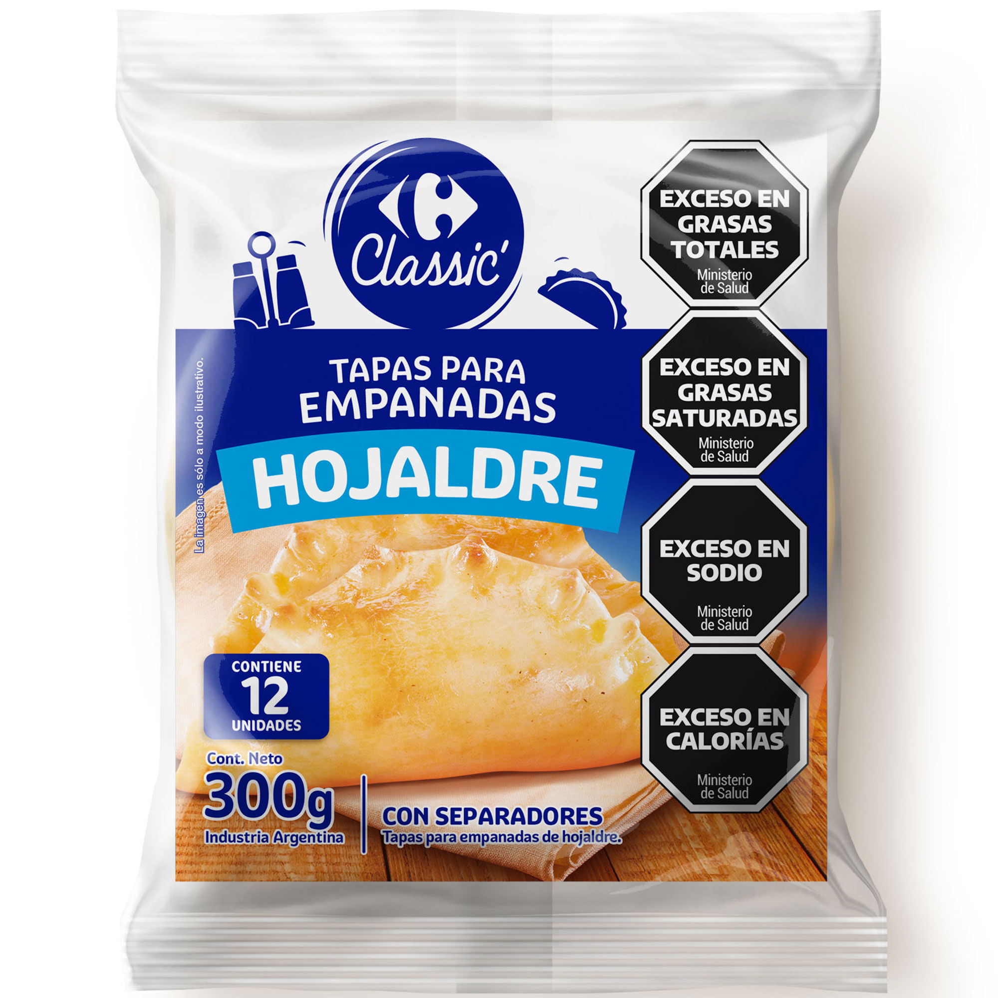 Tapa para empanada Carrefour Classic de hojaldre 12 uni