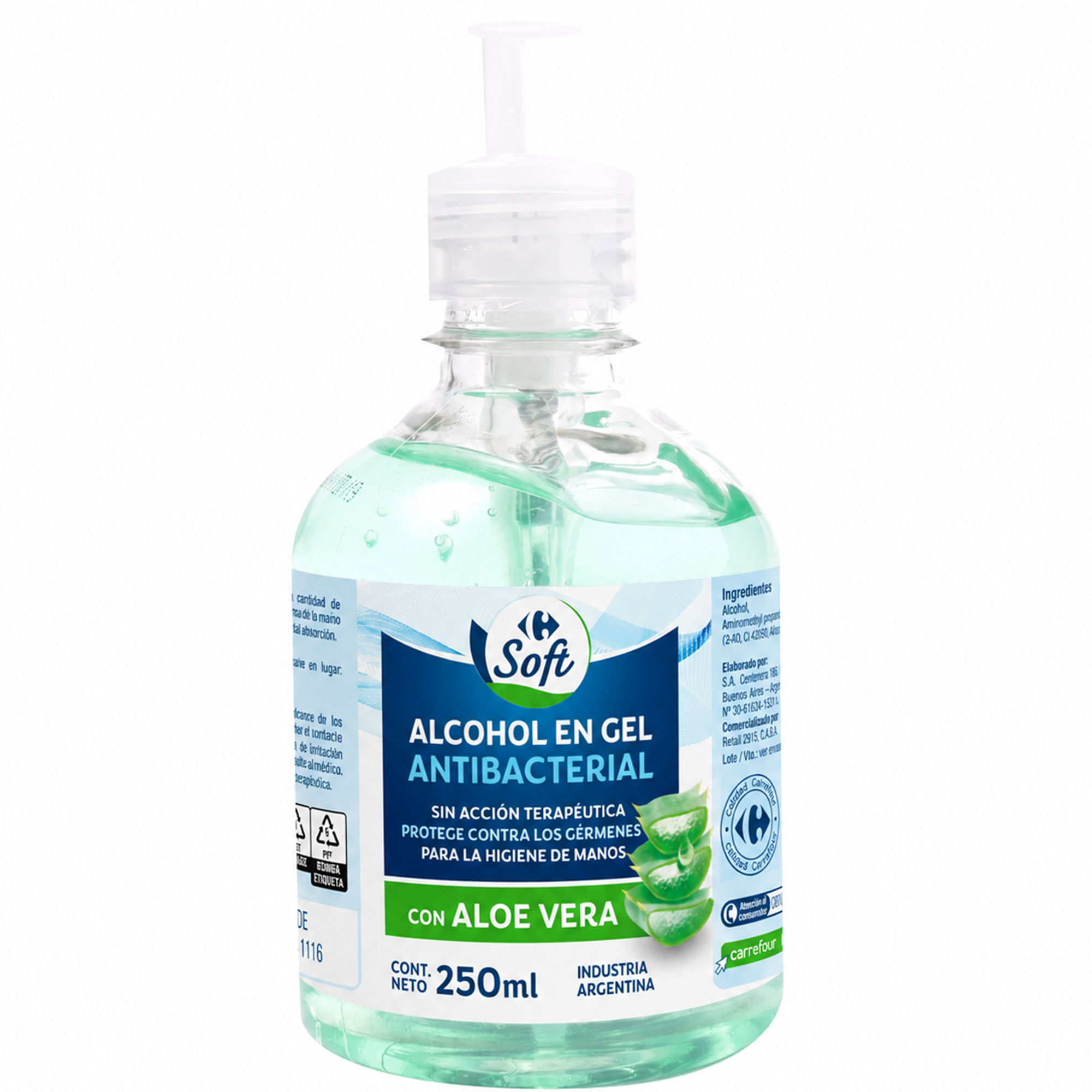 Alcohol en gel Carrefour Soft con aloe vera 250 ml