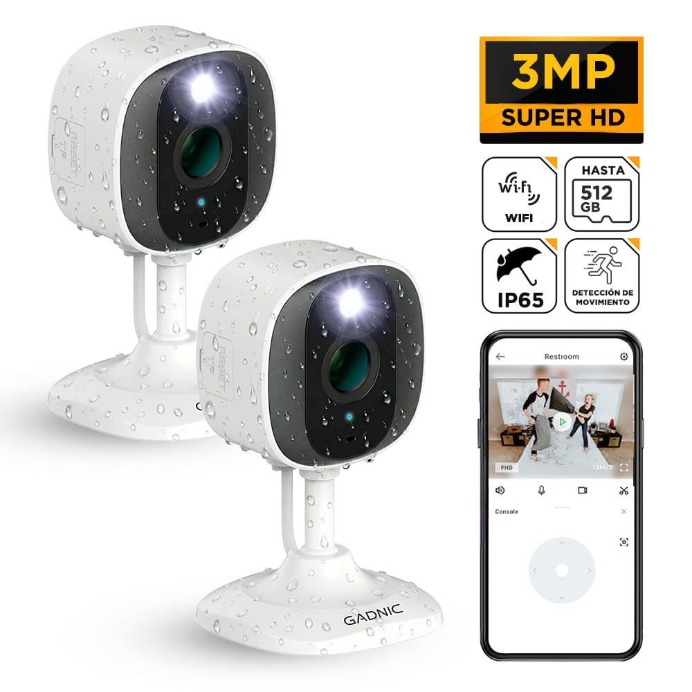 Kit X2 CáMara De Seguridad Wifi Gadnic Mini-G 2k 3mp VisióN Nocturna Ip65
