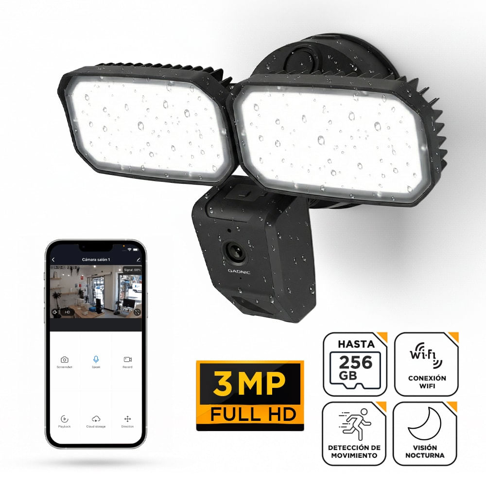 CáMara De Seguridad Con Reflector Gadnic L-Cam Full Hd 3mp Control Por App VisióN Nocturna