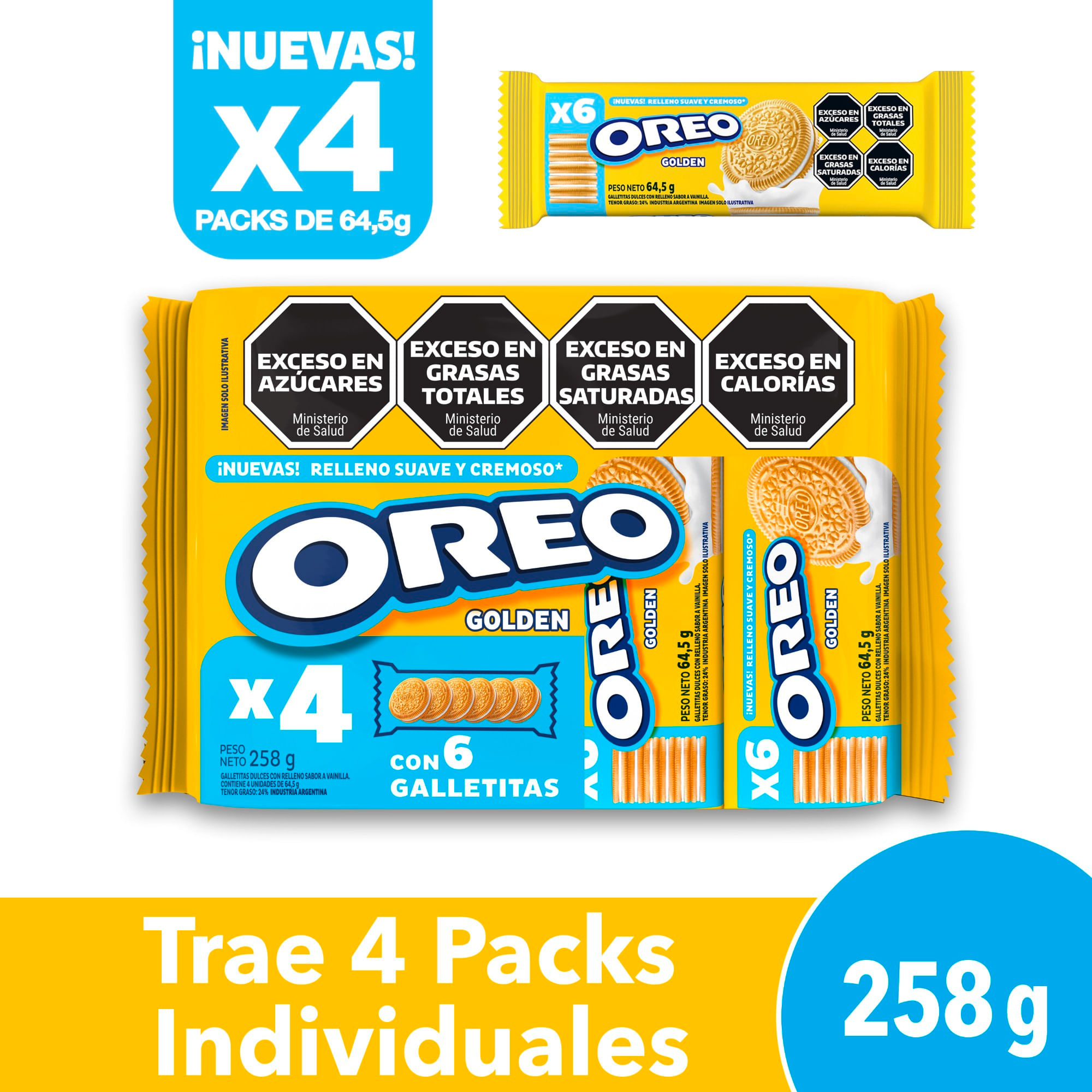 Galletitas Oreo Golden Vainilla Rellenas Con Crema 4 U 268 G