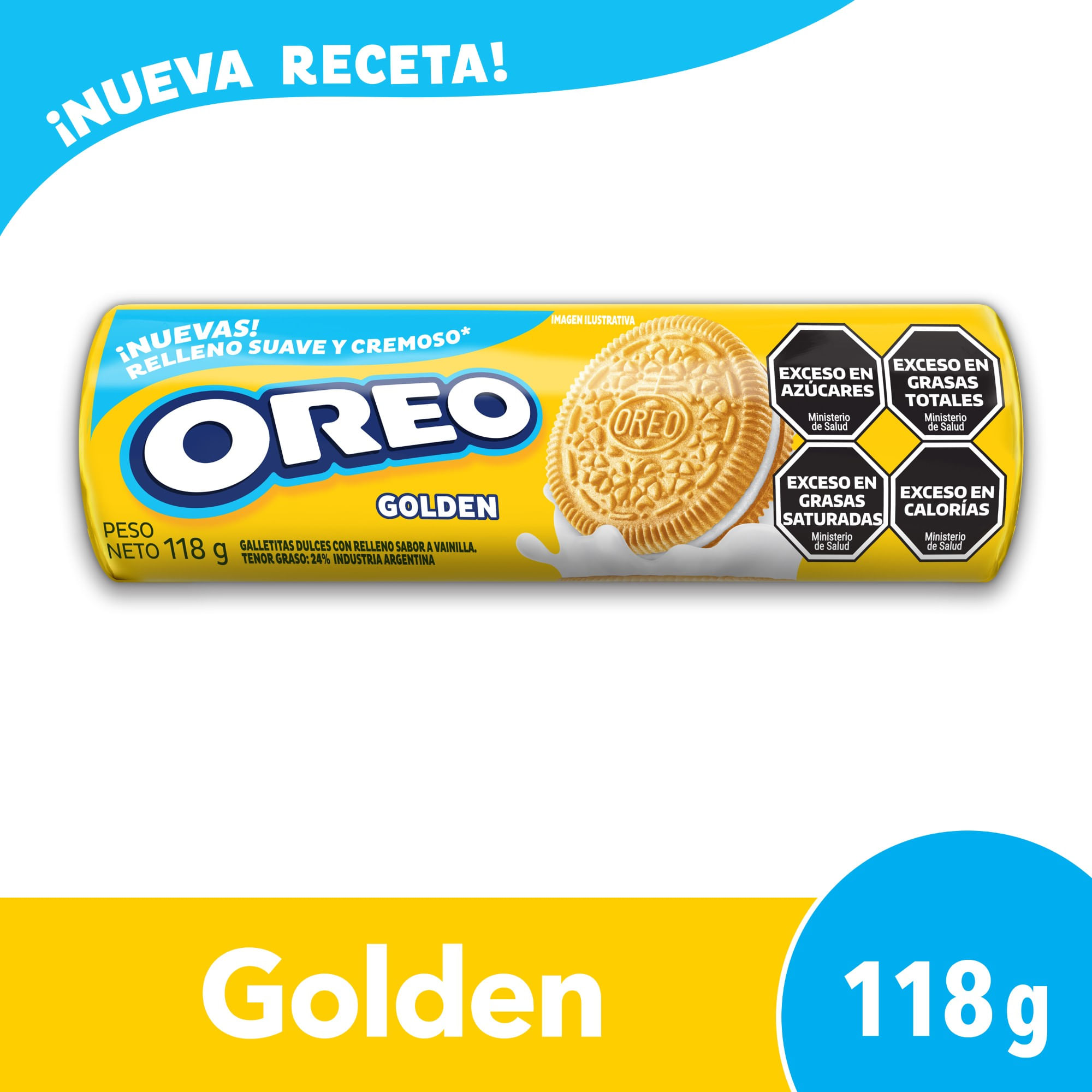 Galletitas Oreo Golden Vainilla Rellenas Con Crema 118 G