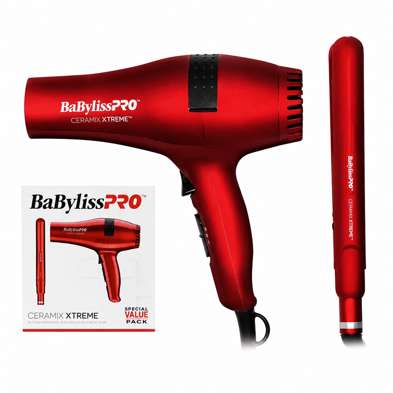 Kit Babylisspro Ceramix Xtreme 5572 Secador Plancha Rojo